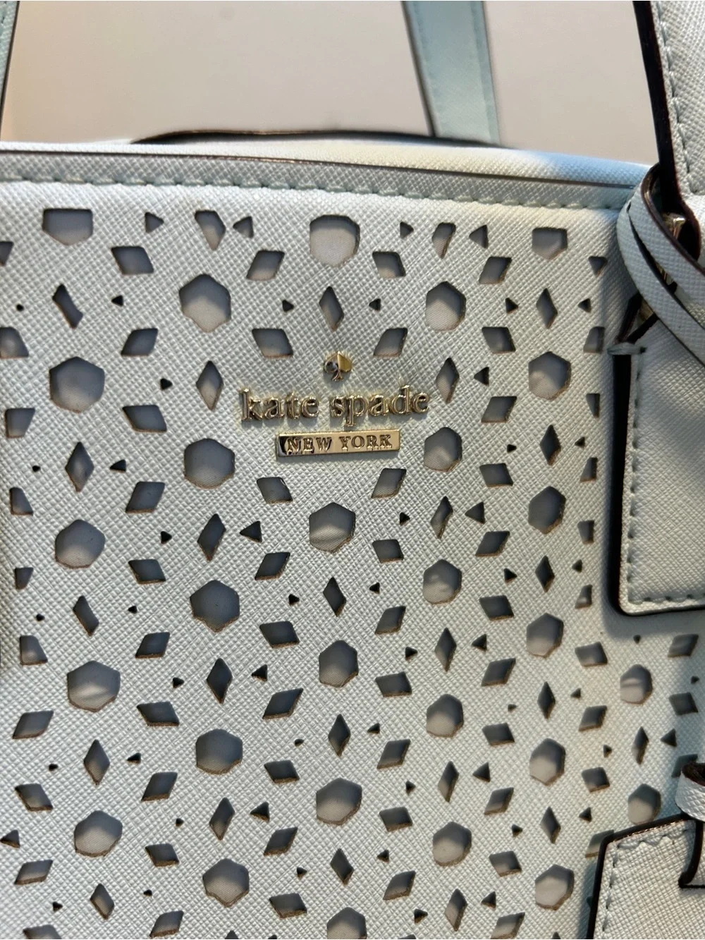 kate spade Light Gray Perforated Leather Satchel